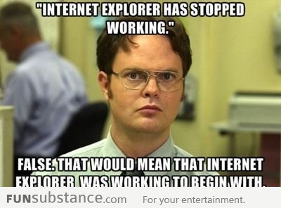 Internet Explorer never works