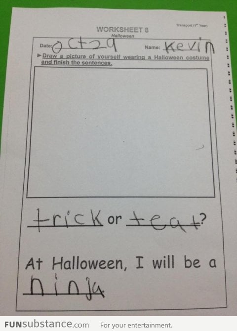 A 5 year old's Halloween costume drawn out