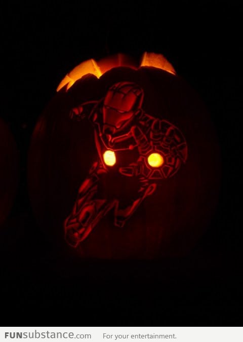 Iron man pumpkin carving