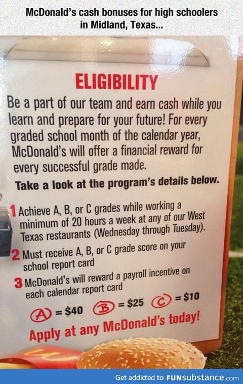 McDonald's Financial Reward To Students