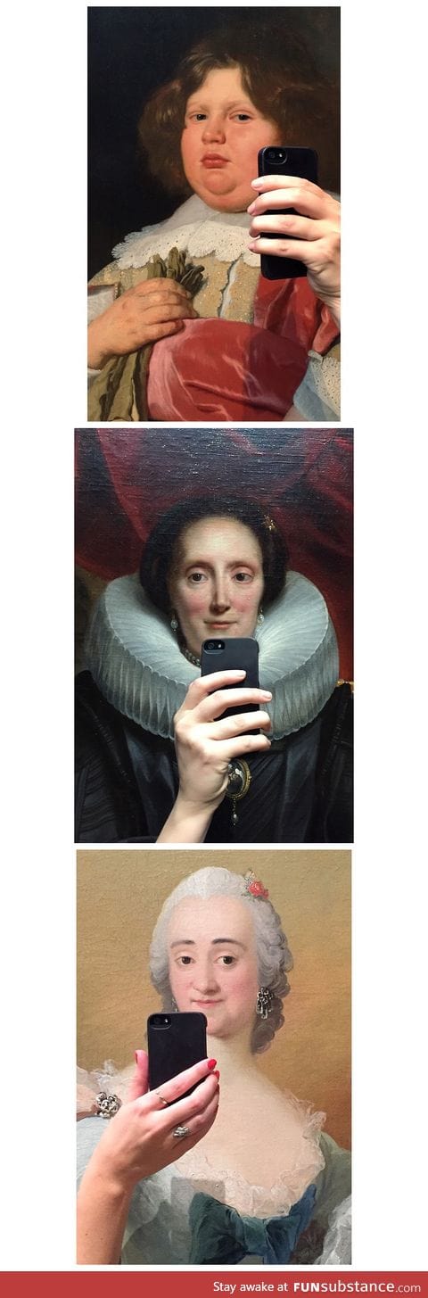 My friend went to the museum and made art of the selfie