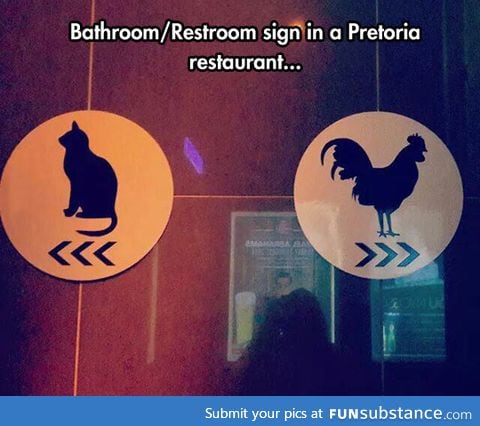 Descriptive bathroom signs