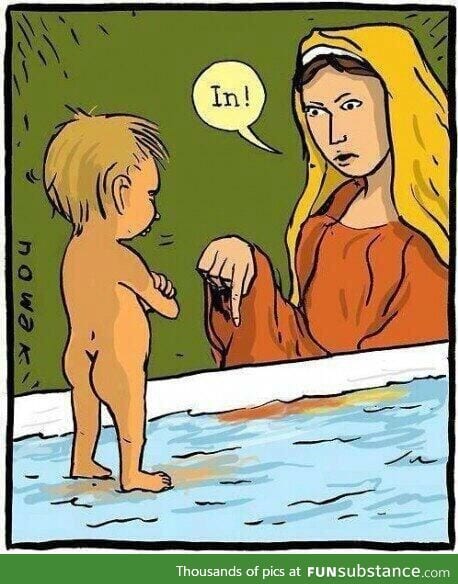 Baby Jesus bathtime