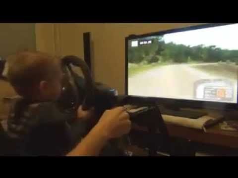 Baby drives rally simulation and he does awesome