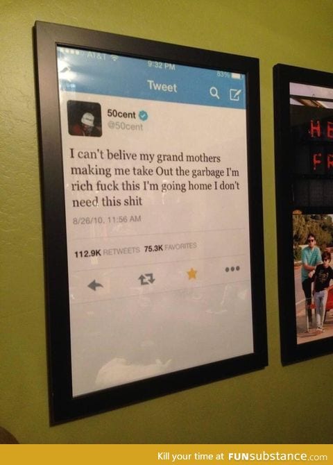 Someone made 50 cent's tweet into a poster