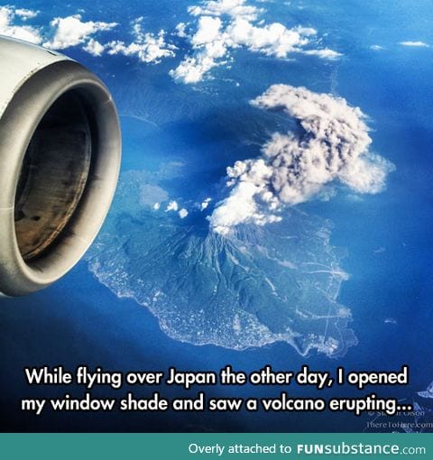Volcano eruption from a plane
