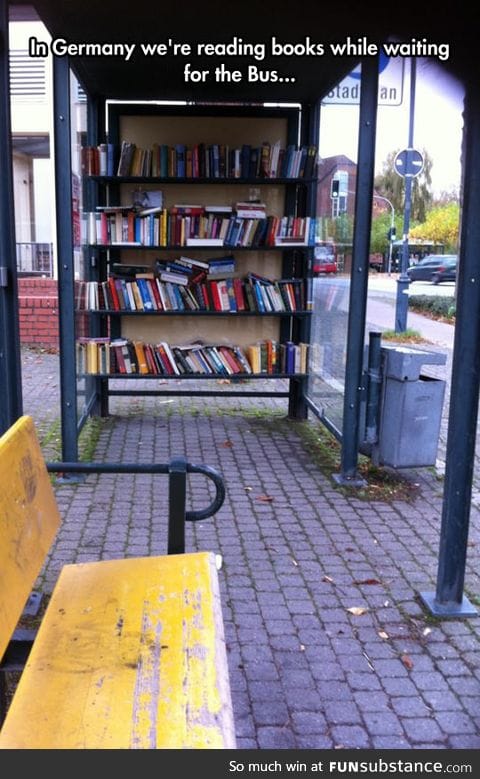 Bus stops in germany has books
