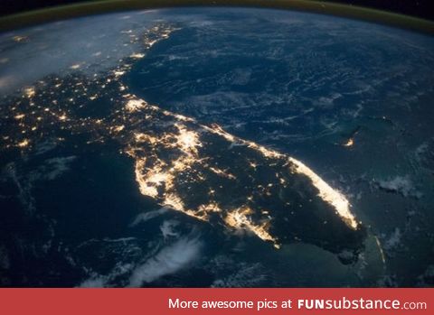Florida's Nighttime Coast Looks Stunning from Space
