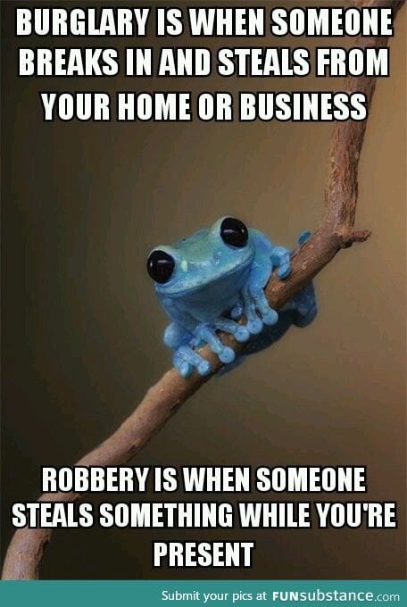Burglary vs robbery