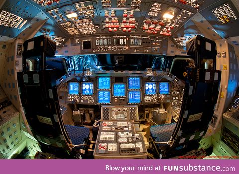 Flight deck of The Space Shuttle Endeavour