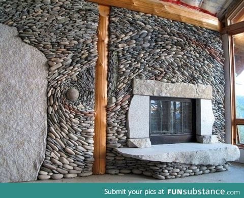 Stone fireplace