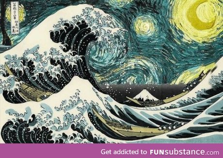 The Great Wave off A Starry Night