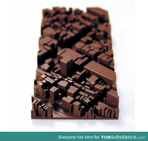 This bar of chocolate made to look like a city