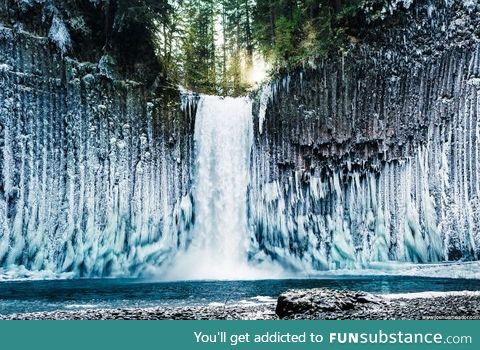 This is what happens when the mist around a waterfall freezes