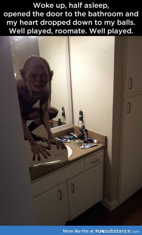 Gollum in the bathroom