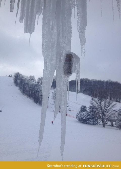 This icicle had a beer can in it