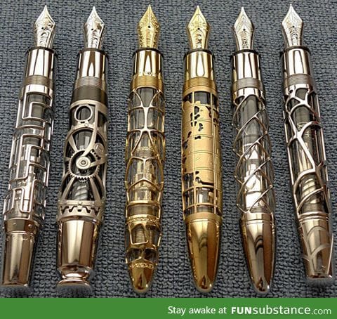 Absolutely Beautiful Hand Made Skeleton Fountain Pens