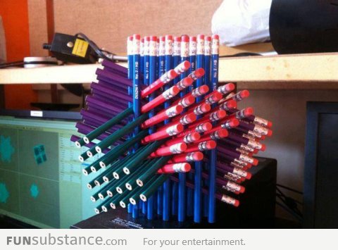 Pencil stacking level over 9000