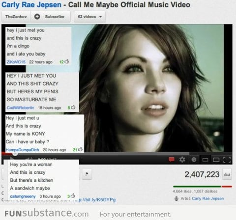 Hilarious 'Call Me Maybe' comments on YouTube
