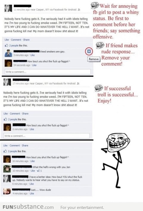 Trolling on Facebook 101