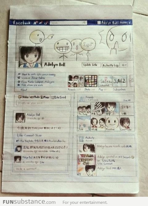 Facebook timeline on paper