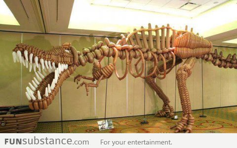 A T-rex made of balloons