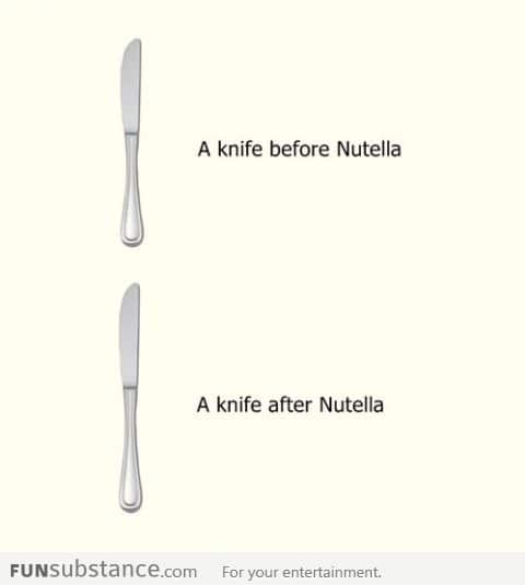 A Knife Before and After Nutella