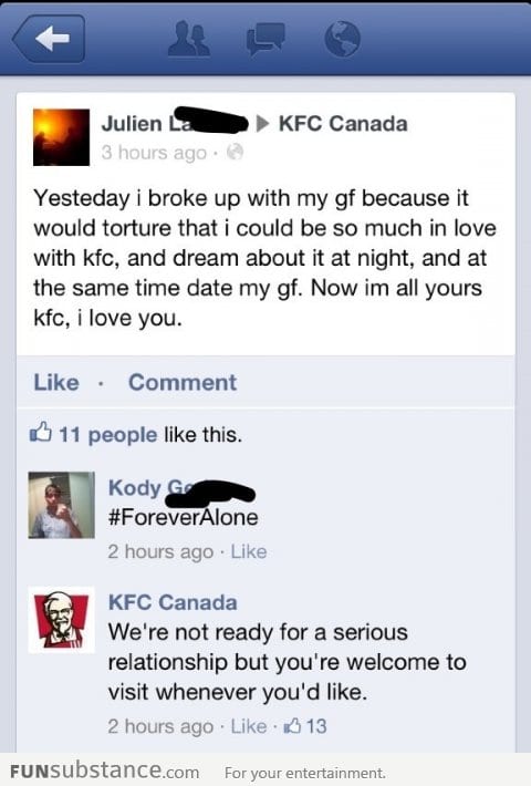 Guy got rejected by KFC