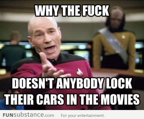 People in movies don't lock cars