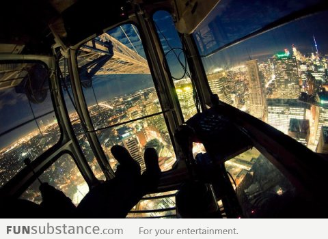 Just sitting in a crane at night