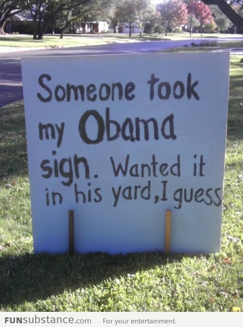 Someone took my Obama sign