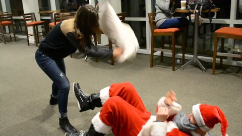 Santa pillow fight