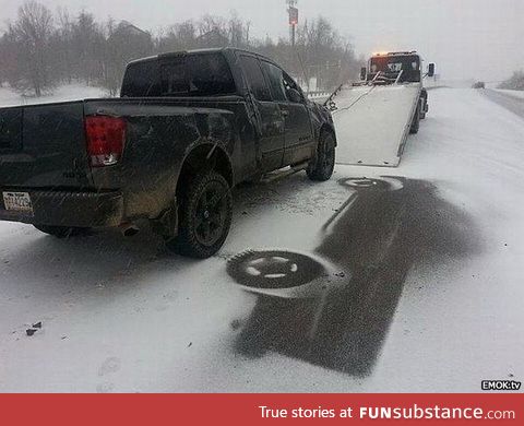 A truck snow angel