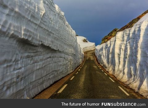 Plowed road in Norway