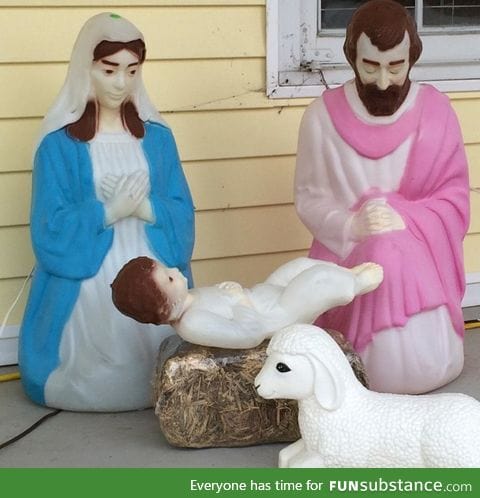 Baby Jesus is going to have some wicked abs by the end of the season