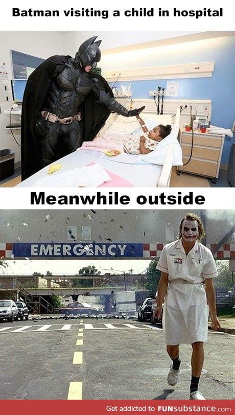 Batman visiting a hospital
