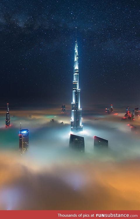 Majestic cloudy night in Dubai