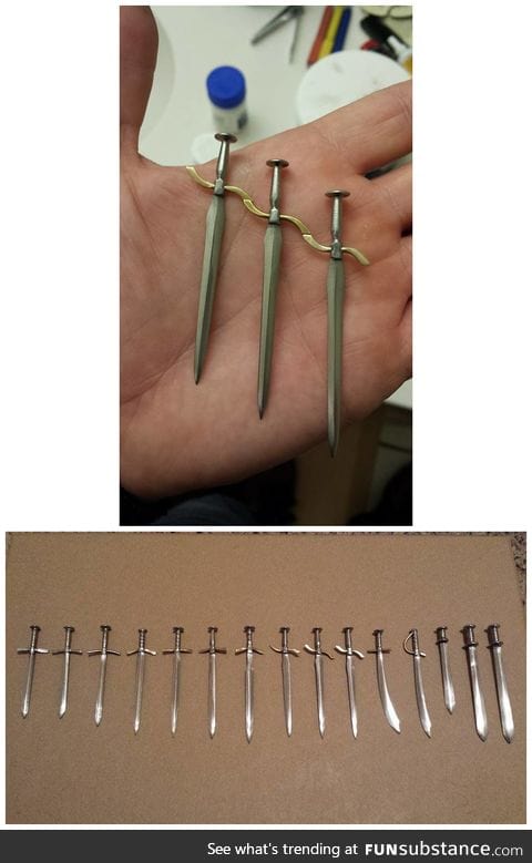 These are tiny swords made from nails