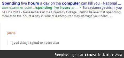 Spend five hours a day on the computer can kill you