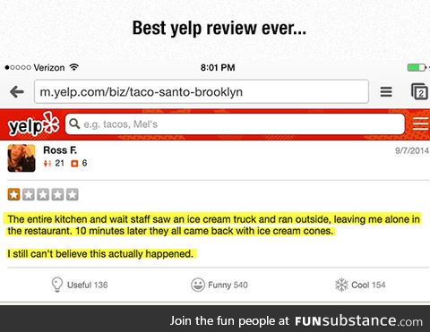 Hilarious yelp review