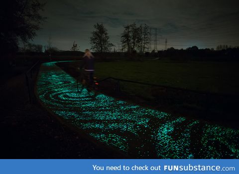 A Solar-Powered Glow-in-the-dark Bike Path