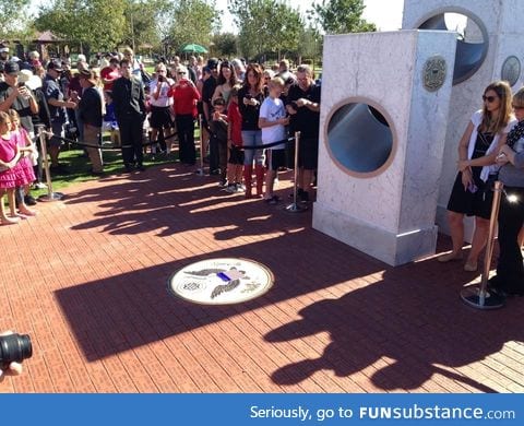 The seal is perfectly illuminated for about one minute on Veterans Day every year