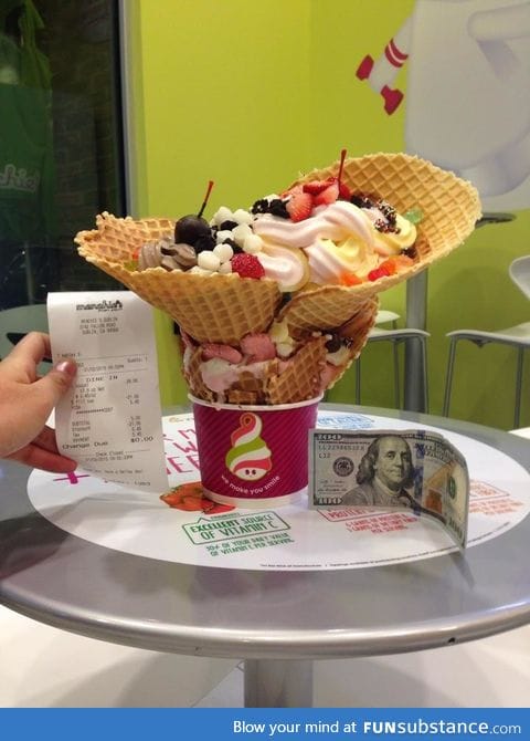 Saw a $5 for however much frozen yogurt you can fit into one cup deal