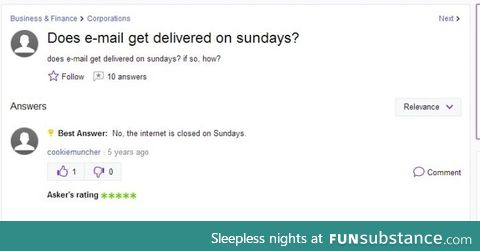 The internet is now closed on Sundays