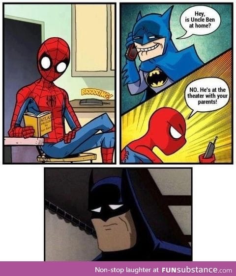 Funny spiderman and Batman scene