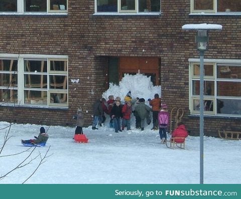 Kids work together to create eternal recess