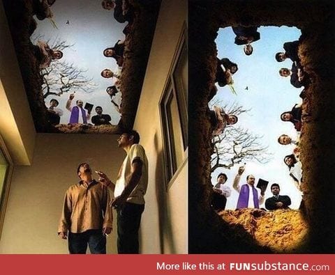 Ceiling art in a smoking room