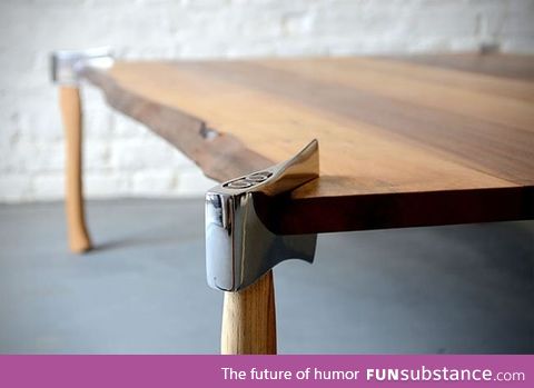 Table with axe in case of zombies