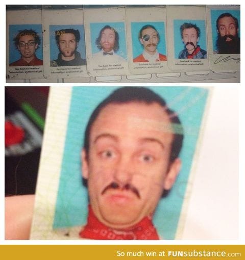 This guy's commitment to his drivers license photos