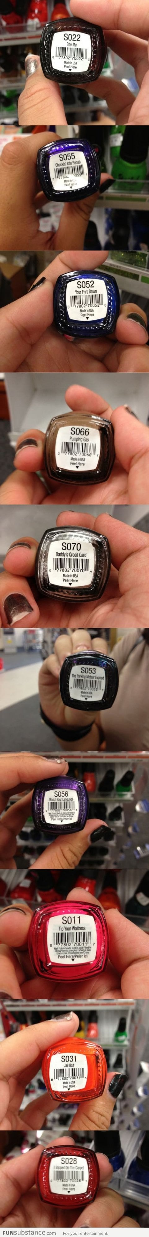 Nail polish with some interesting names